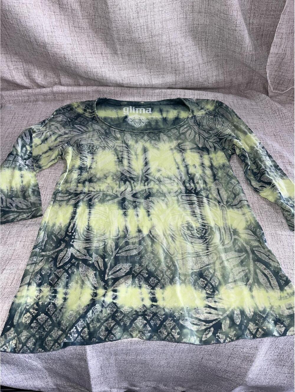 glima 100% Cotton 3/4 Sleeve Tie-Dye Batik M NWoT